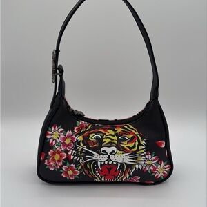 Ed Hardy Black and Pink Shoulder Bag